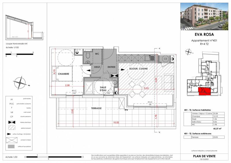 401 Appartement T2 en dernier étage résidence de haut standing avec terrasse vue dégagée